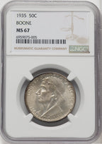 1935 50C Boone Commemorative Silver NGC MS67