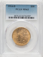 1914-D $10 Indian Eagle PCGS MS63