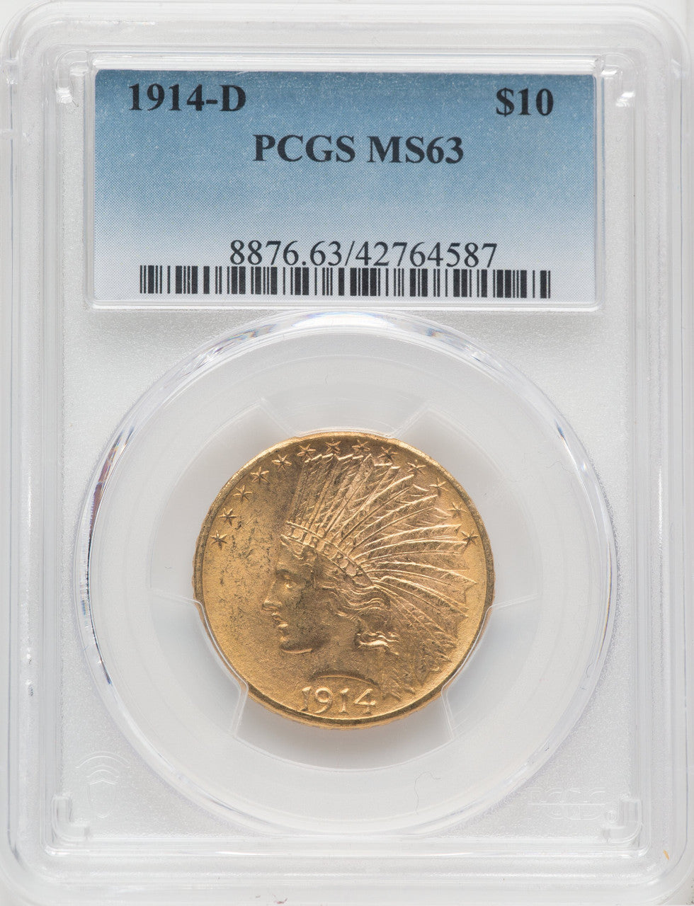 1914-D $10 Indian Eagle PCGS MS63