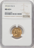 1914-D $2.50 Indian Quarter Eagle NGC MS62+