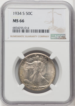 1934-S 50C Walking Liberty Half Dollar NGC MS66
