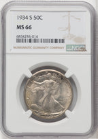 1934-S 50C Walking Liberty Half Dollar NGC MS66