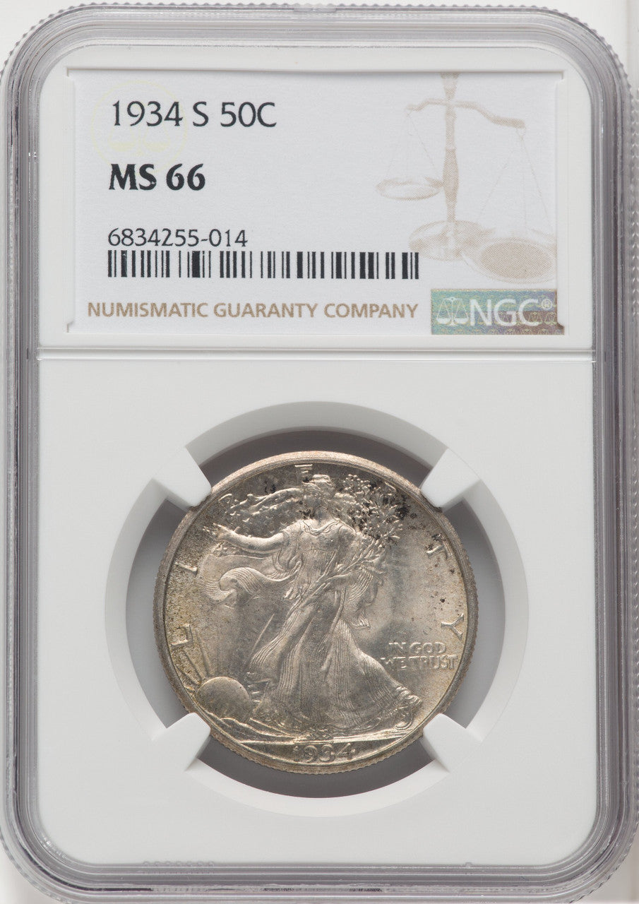 1934-S 50C Walking Liberty Half Dollar NGC MS66