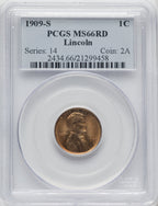1909-S 1C Lincoln RD Lincoln Cent PCGS MS66