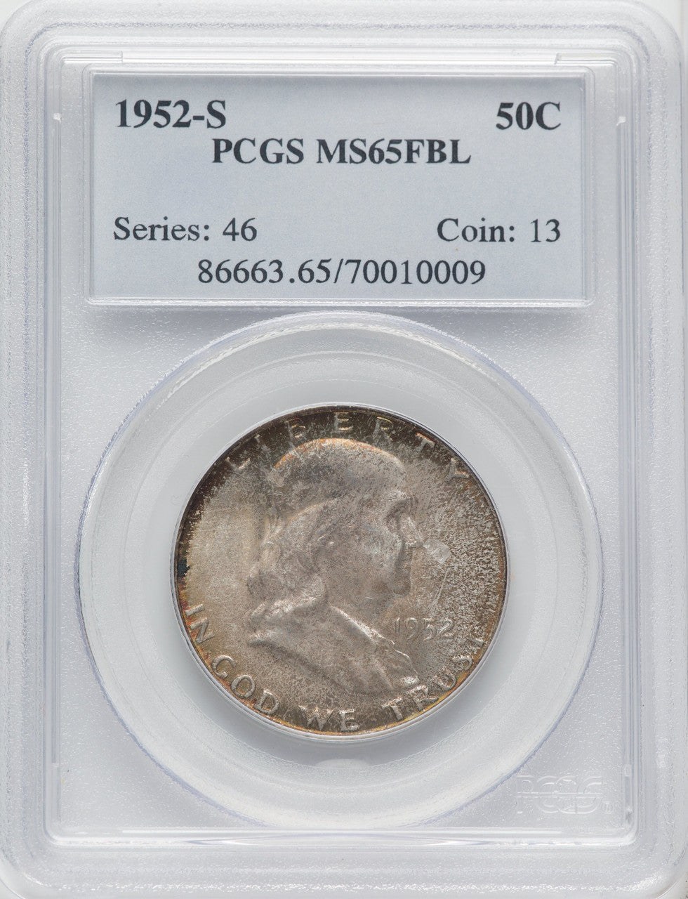 1952-S 50C FL Franklin Half Dollar PCGS MS65