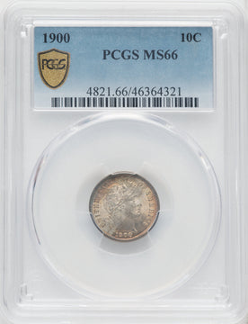 1900 10C Barber Dime PCGS MS66
