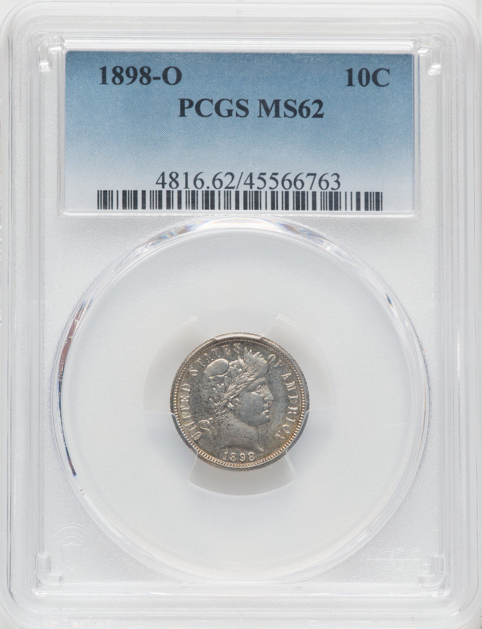 1898-O 10C Barber Dime PCGS MS62