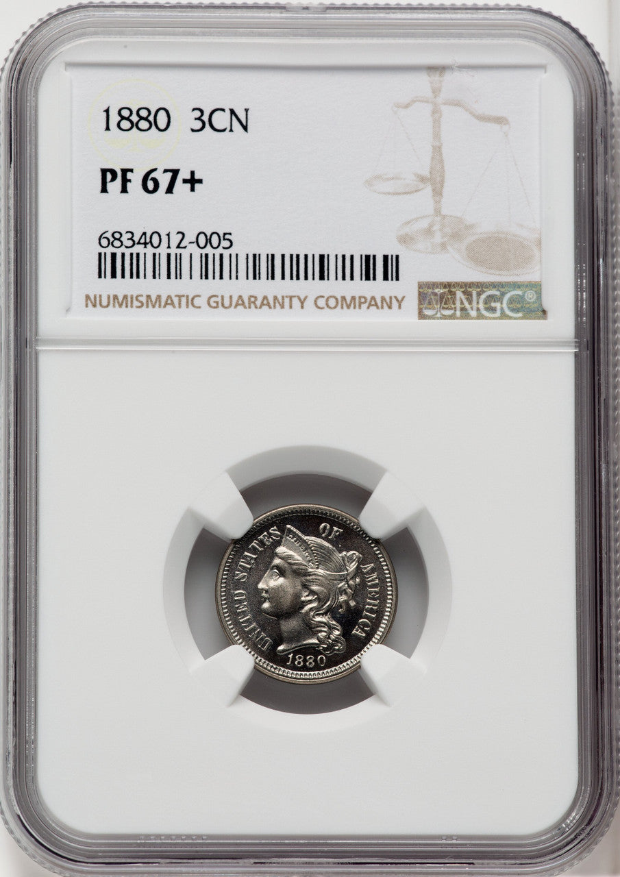 1880 3CN Proof Three Cent Nickel NGC PR67+