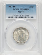 1917-D Type Two FH Standing Liberty Quarter PCGS MS66