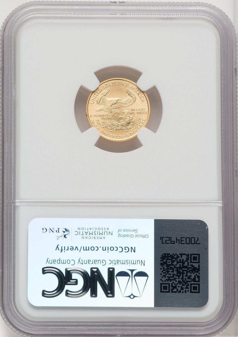 2008-W $5 Tenth-Ounce Gold Eagle Burnished Brown Label NGC MS70