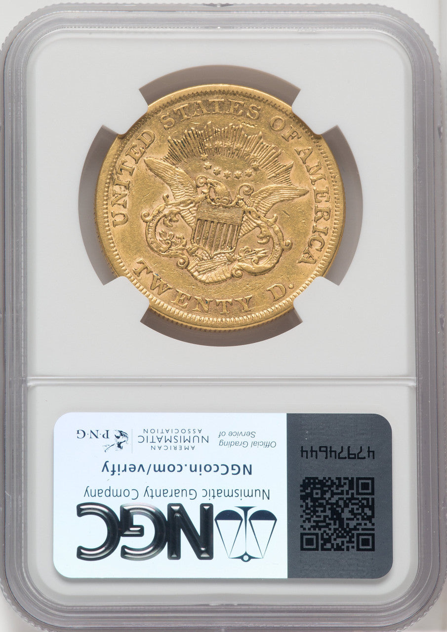 1854 $20 Large Date Proof Liberty Double Eagle NGC AU50