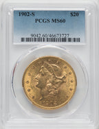 1902-S $20 Liberty Double Eagle PCGS MS60