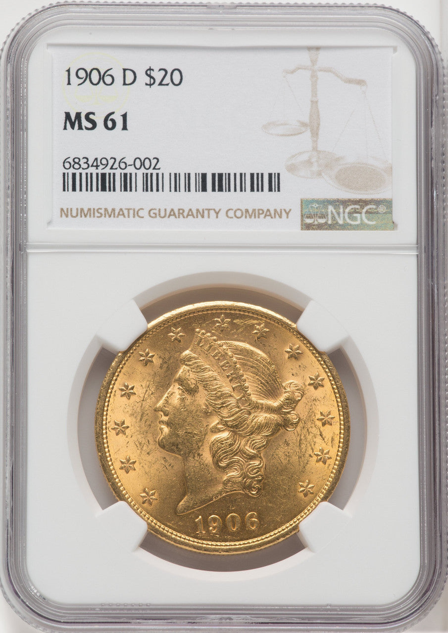 1906-D $20 Liberty Double Eagle NGC MS61