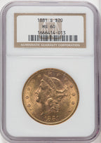 1881-S $20 Liberty Double Eagle NGC MS60