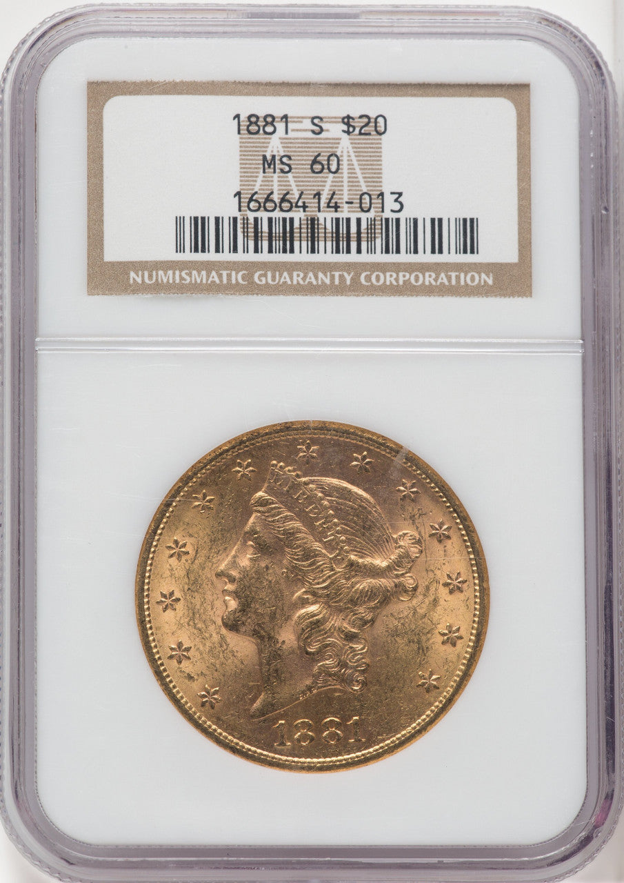 1881-S $20 Liberty Double Eagle NGC MS60