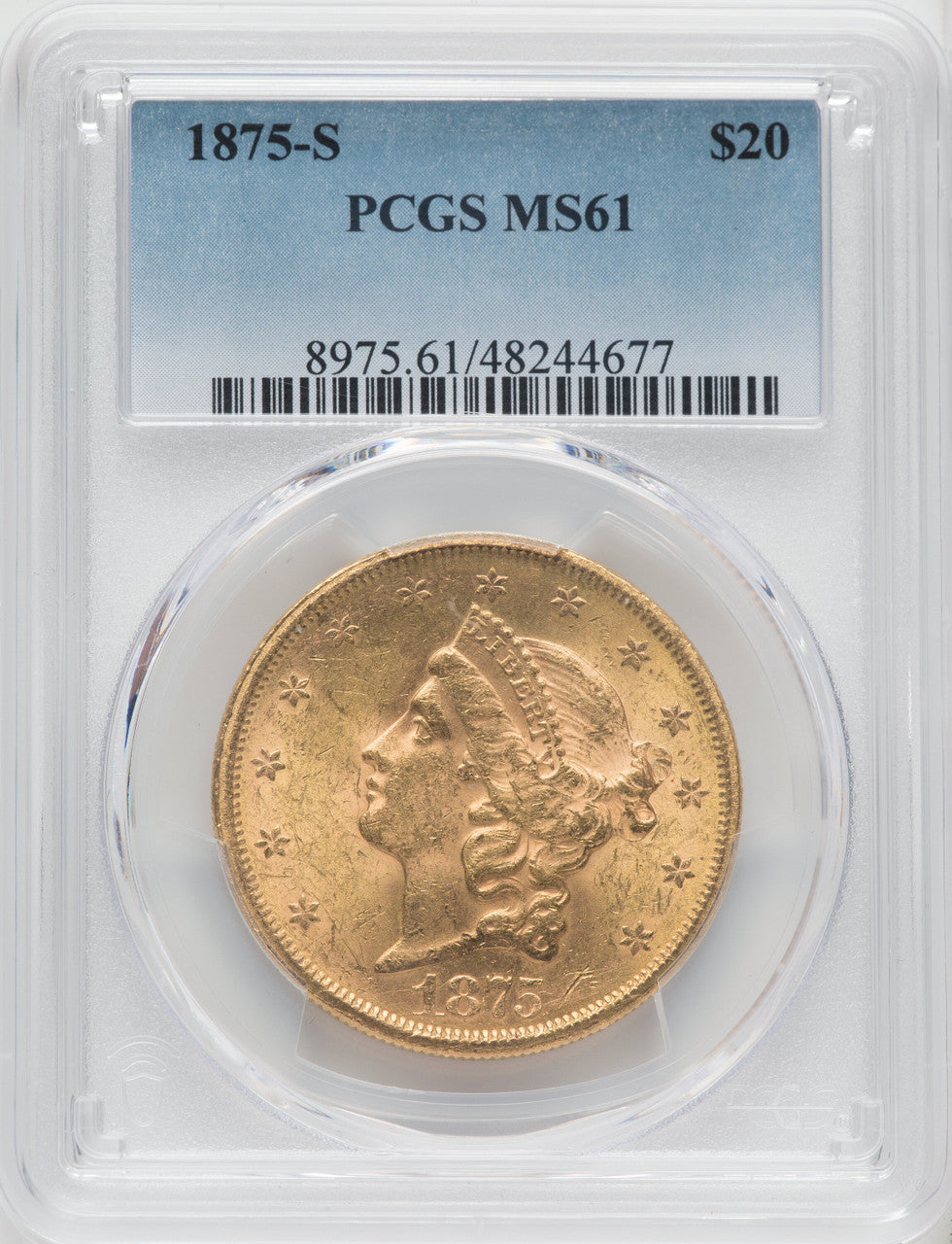 1875-S $20 Liberty Double Eagle PCGS MS61 (171398017)