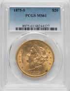 1875-S $20 Liberty Double Eagle PCGS MS61 (171398015)