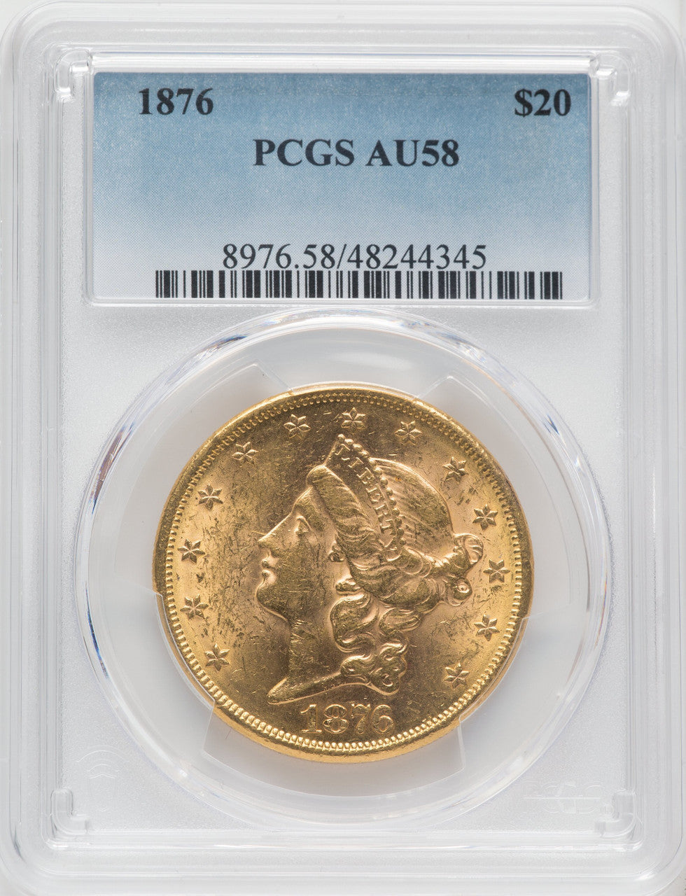 1876 $20 Liberty Double Eagle PCGS AU58 (171391001)