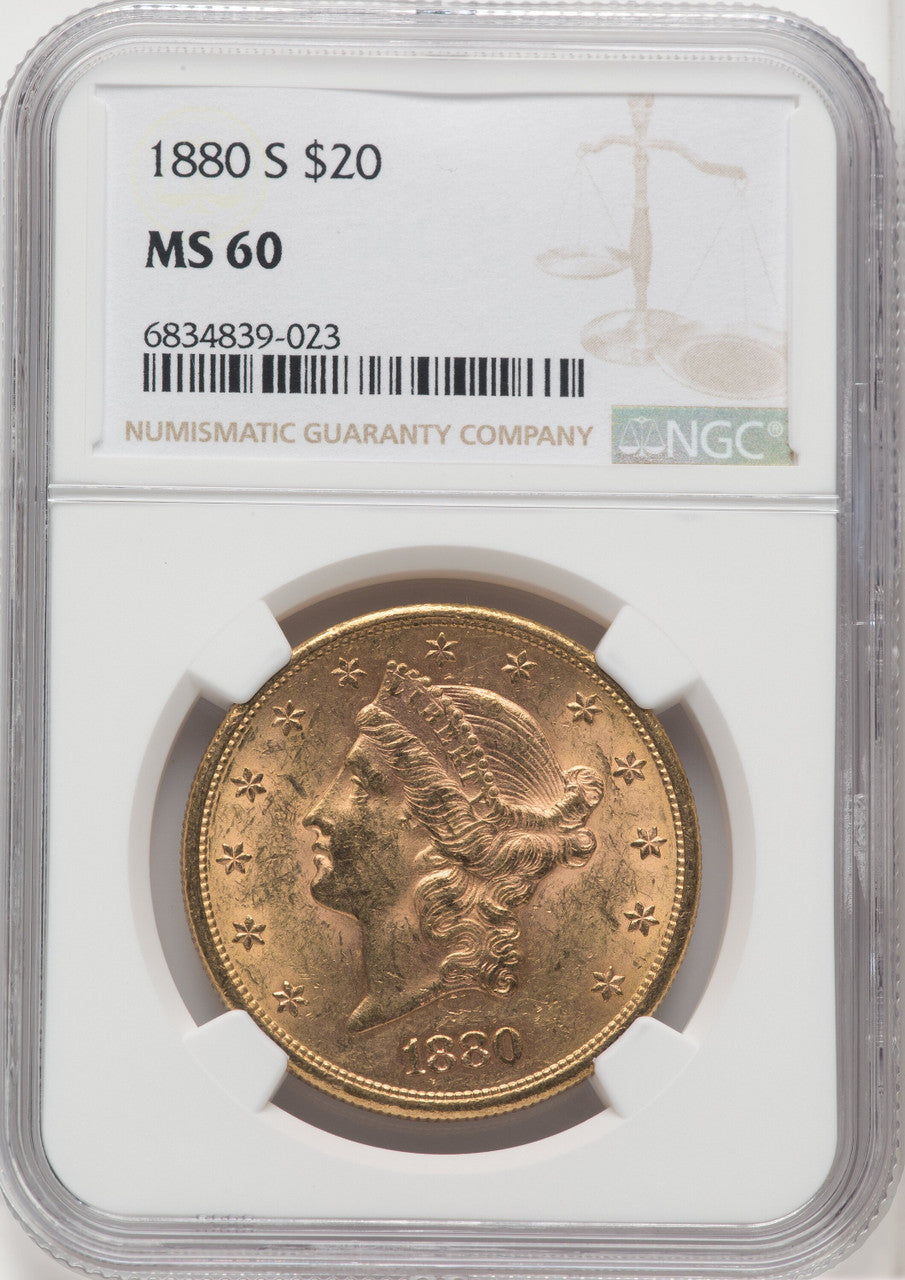 1880-S $20 Liberty Double Eagle NGC MS60