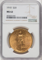 1910 $20 Saint-Gaudens Double Eagle NGC MS62 (766241108)