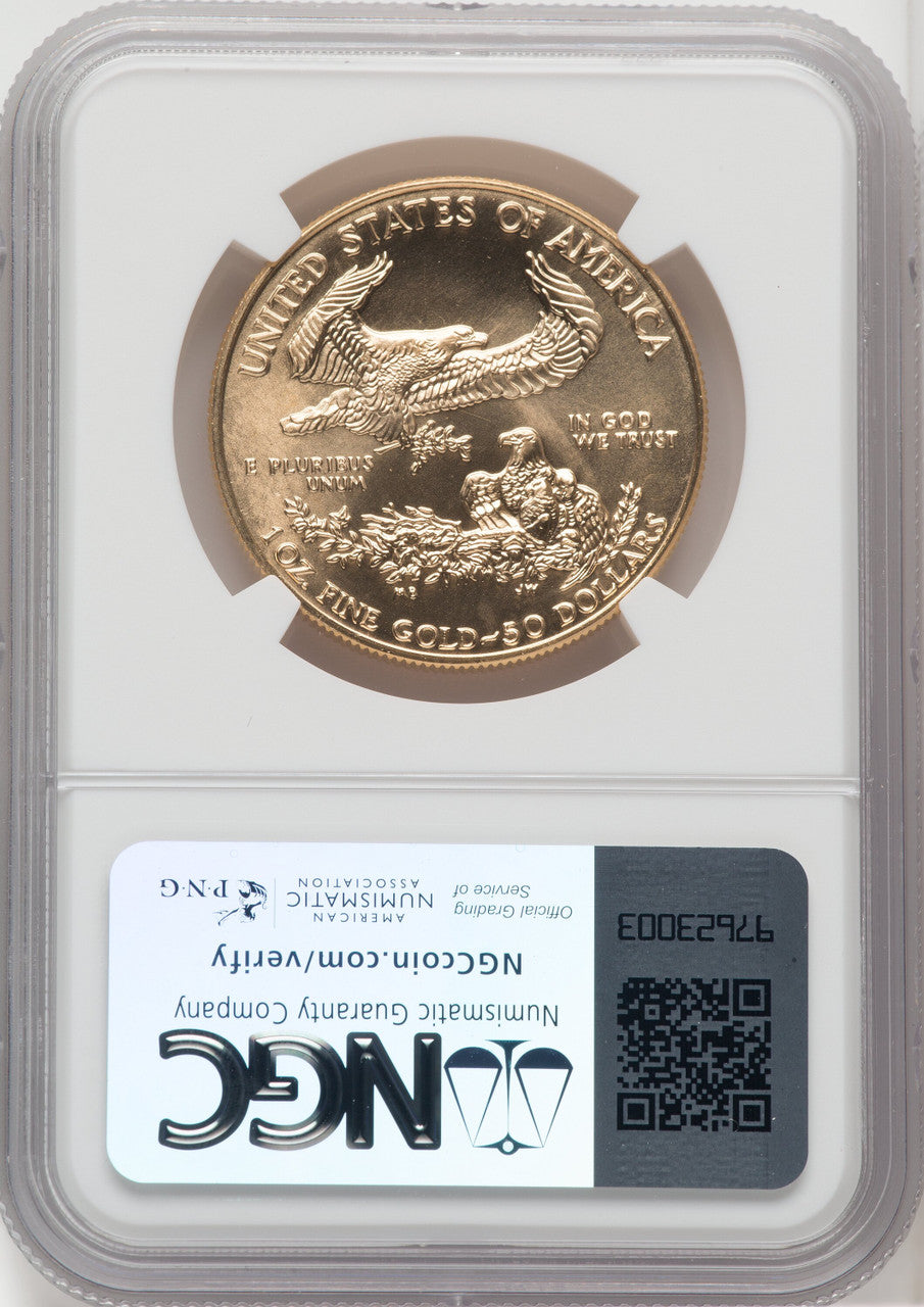 1995 $50 One-Ounce Gold Eagle Brown Label NGC MS70