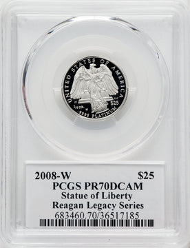 2008-W $25 Quarter-Ounce Platinum Eagle Statue of Liberty Michael Reagan PCGS PR70