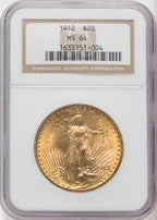 1912 $20 Saint-Gaudens Double Eagle NGC MS64