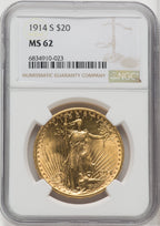 1914-S $20 Saint-Gaudens Double Eagle NGC MS62 (765690059)