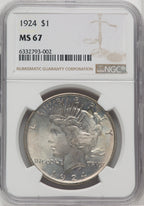 1924 $1 Peace Dollar NGC MS67 (766865027)