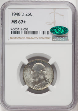 1948-D 25C CAC Washington Quarter NGC MS67+