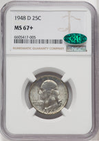 1948-D 25C CAC Washington Quarter NGC MS67+