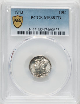 1943 10C FB Mercury Dime PCGS MS68