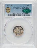 1942-S 10C FB CAC Mercury Dime PCGS MS67+