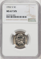 1952-S 5C FS Jefferson Nickel NGC MS67