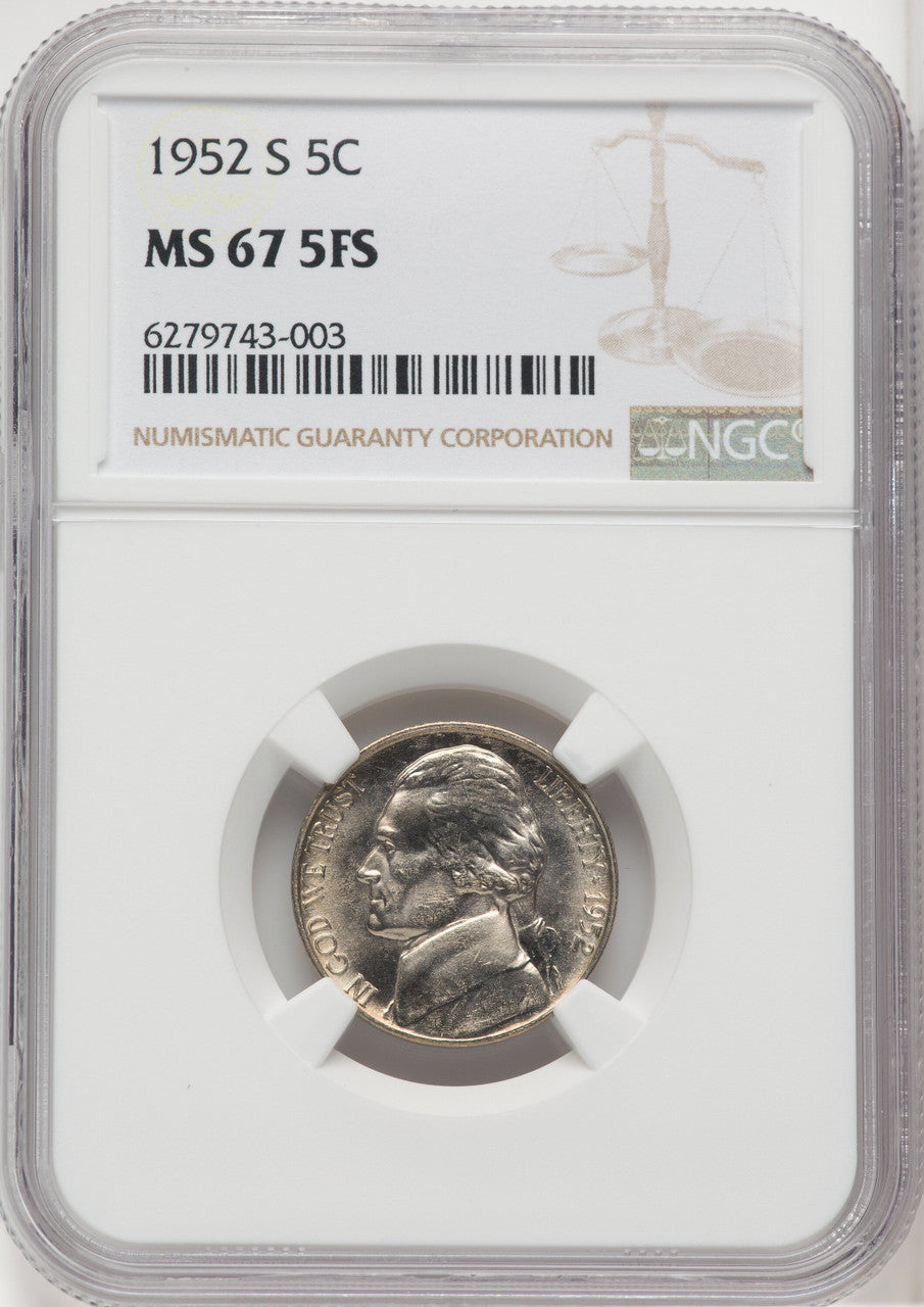 1952-S 5C FS Jefferson Nickel NGC MS67