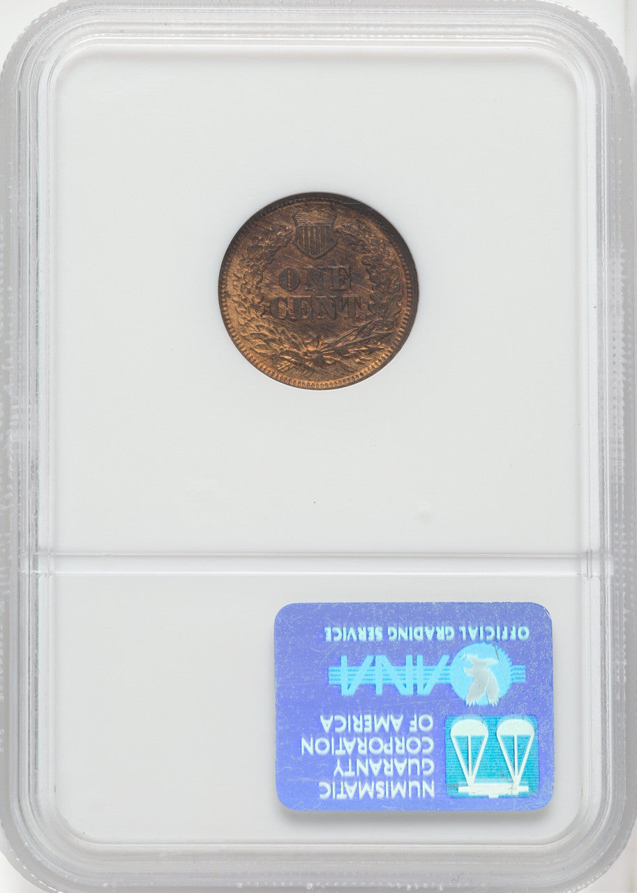 1865 1C Plain 5 RB Indian Cent NGC MS66
