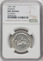 1935 50C Hudson Commemorative Silver Details NGC MS60