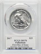 2017 $25 Palladium Eagle First Day of Issue PCGS MS70 Moy Signed