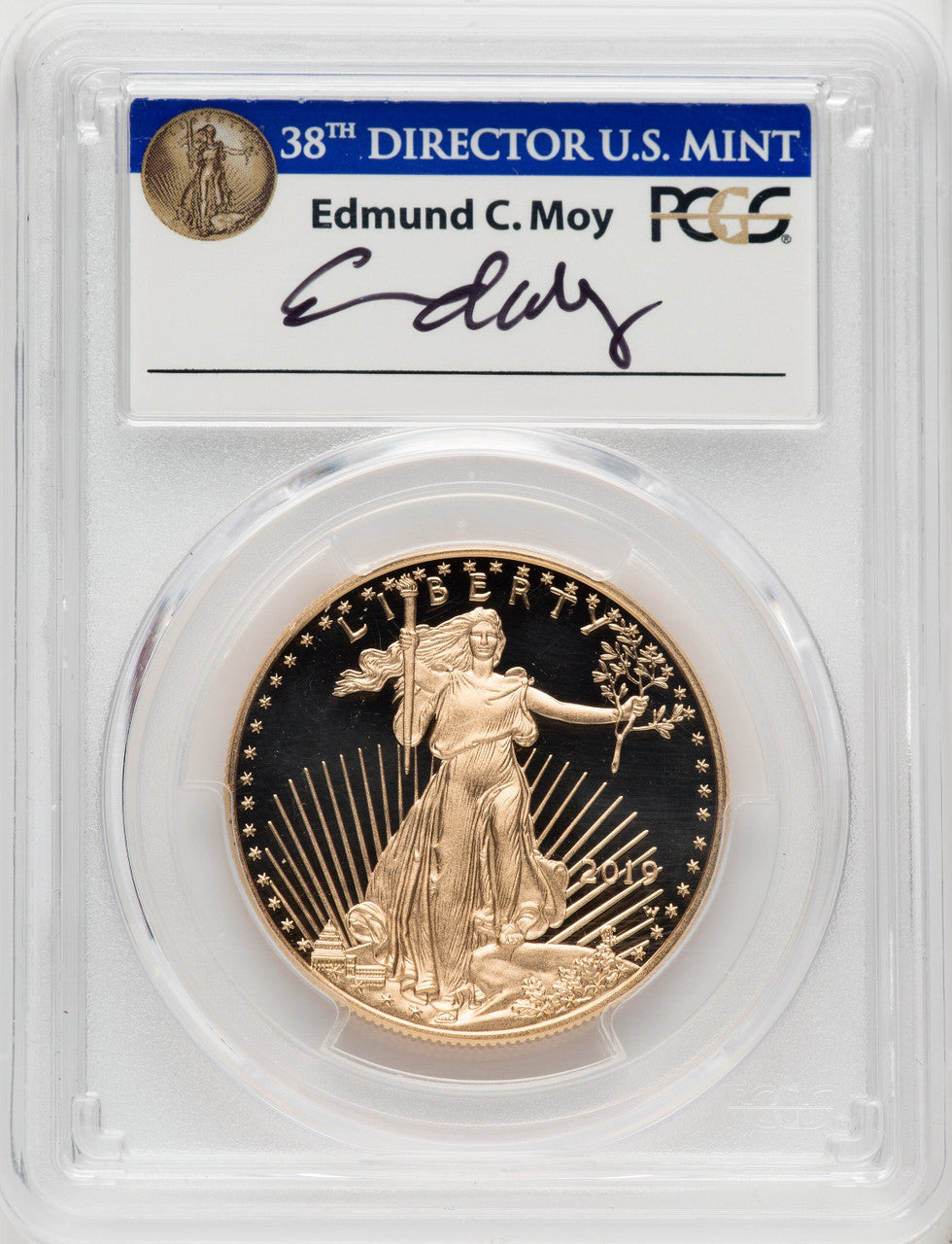 2019-W 1 Oz Gold Eagle First Day of Issue PCGS PR70 Ed Moy