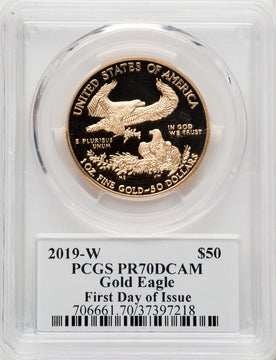 2019-W 1 Oz Gold Eagle First Day of Issue PCGS PR70 Ed Moy