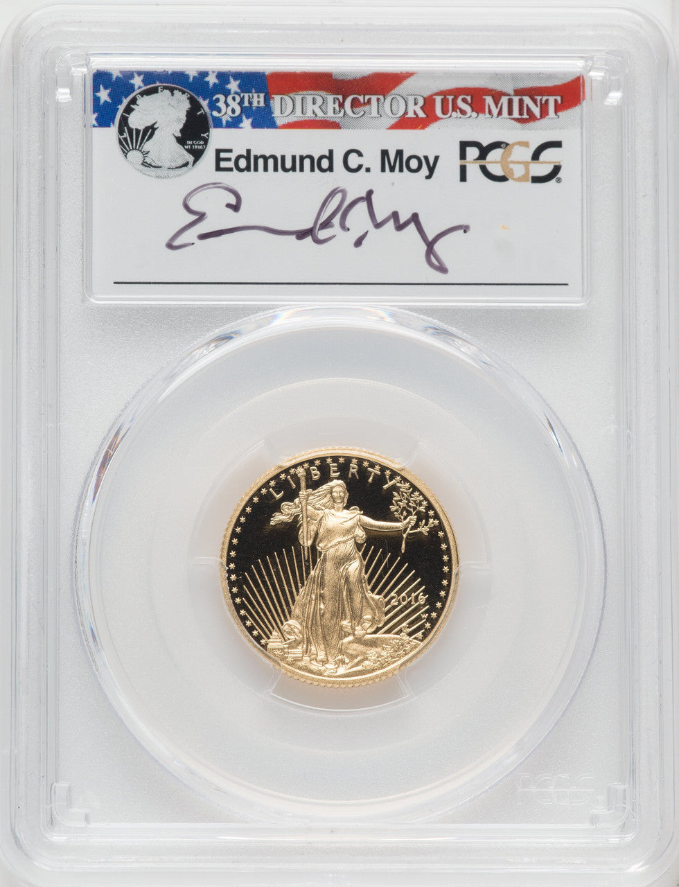 2016-W $10 Quarter-Ounce Gold Eagle 30th Anniversary FDI Moy Signature PCGS PR70