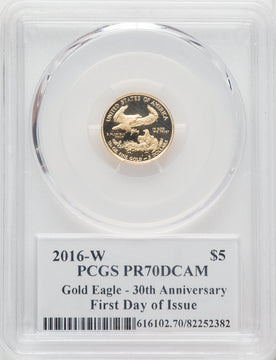 2016-W $5 Tenth-Ounce Gold Eagle 30th Anniversary FDI Moy Signature PCGS PR70