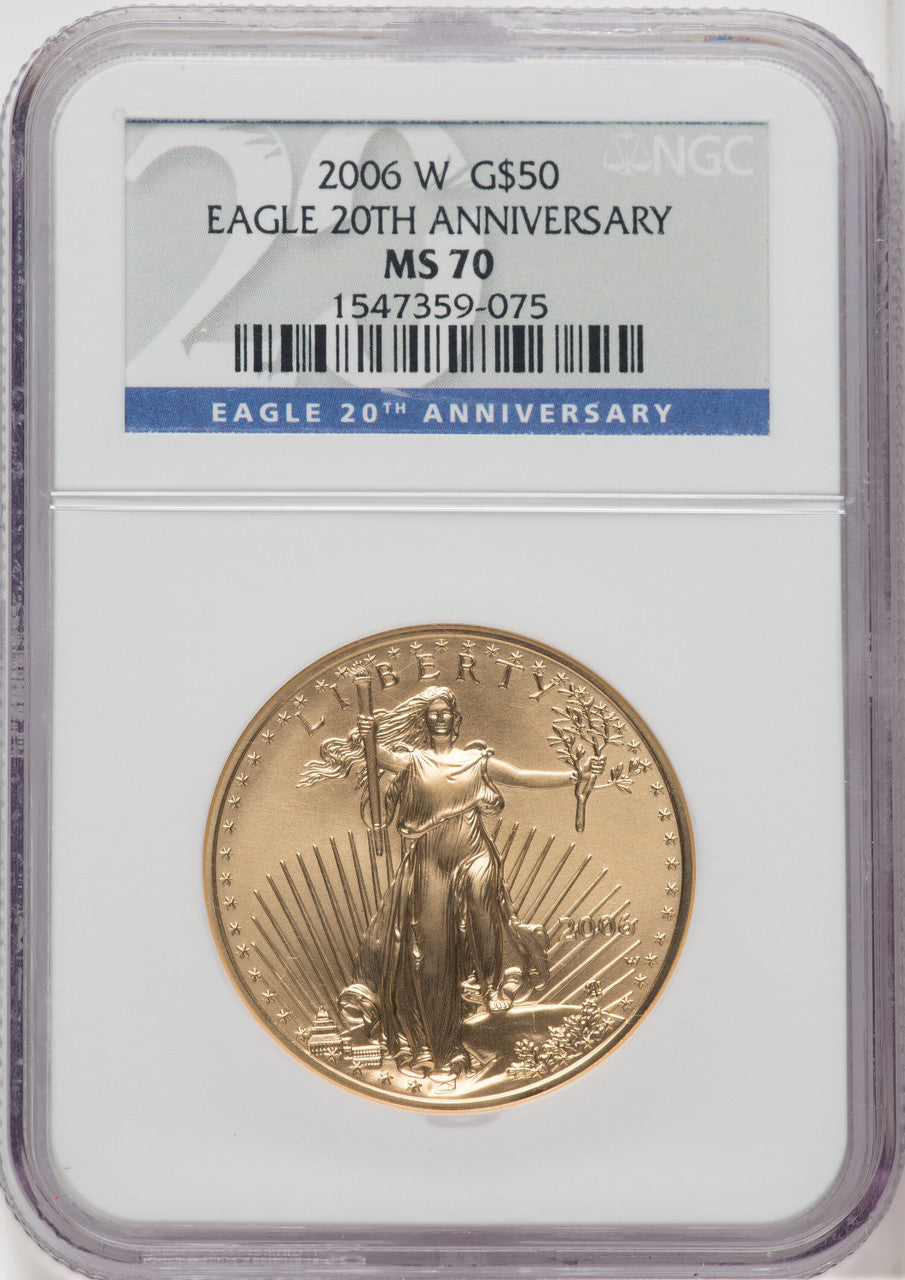 2006-W $50 One-Ounce Gold Eagle 20th Anniversary NGC MS70 (505950029)