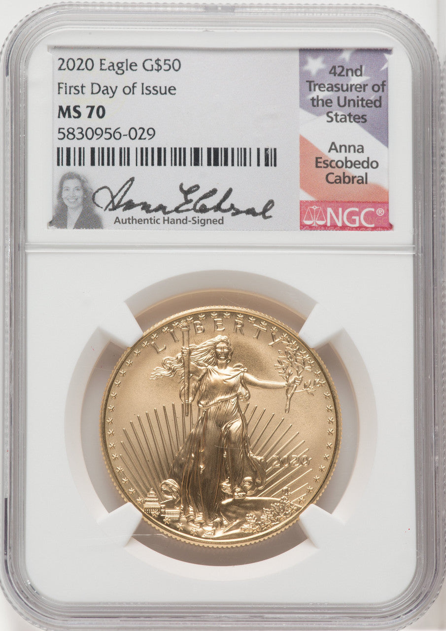 2020 $50 One-Ounce Gold Eagle First Day of Issue NGC MS70