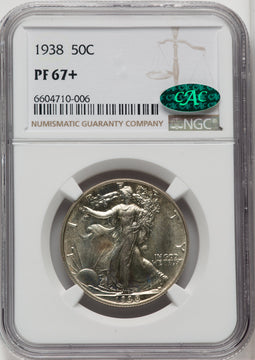 1938 50C CAC Proof Walking Liberty Half Dollar NGC PR67+
