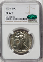 1938 50C CAC Proof Walking Liberty Half Dollar NGC PR67+