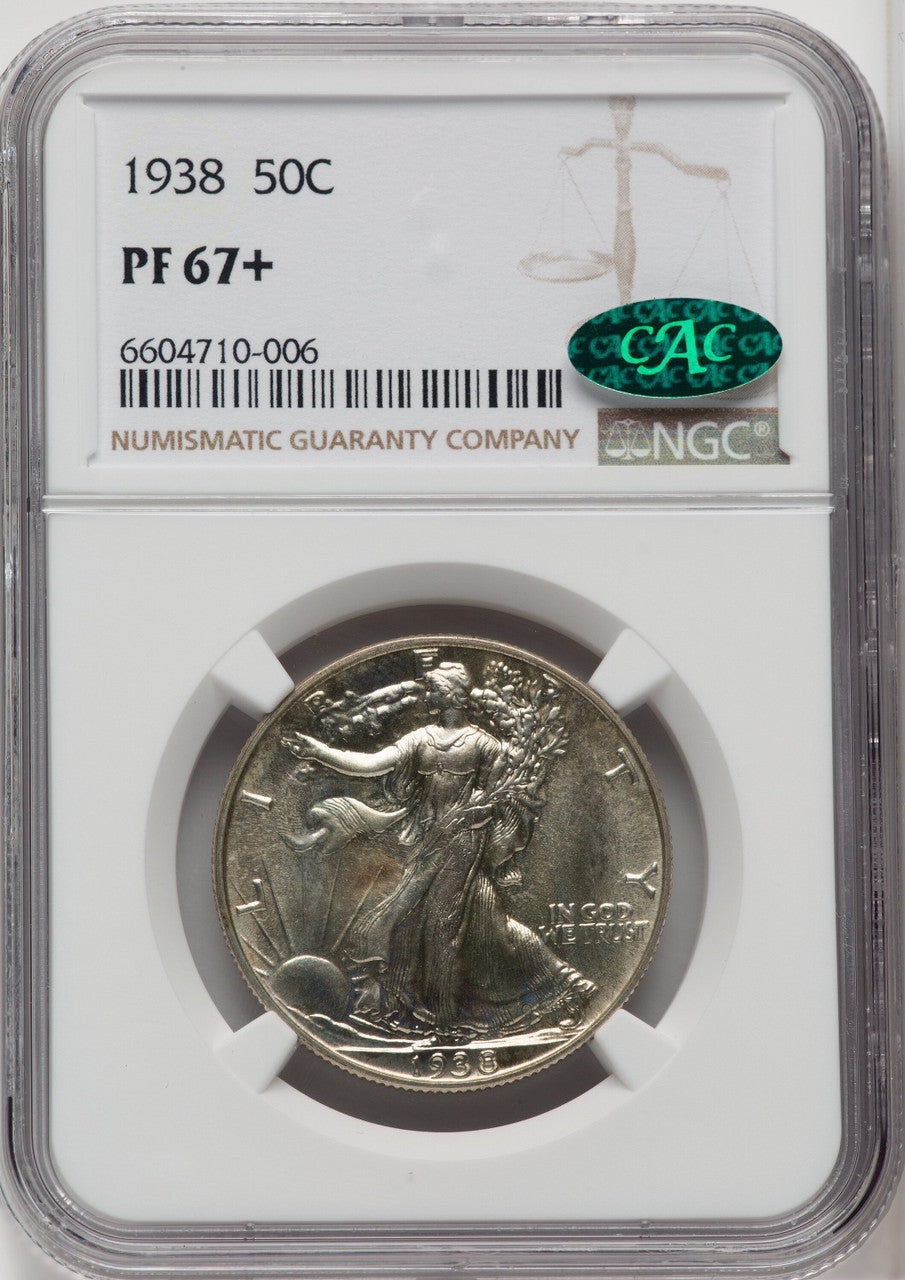 1938 50C CAC Proof Walking Liberty Half Dollar NGC PR67+