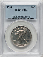 1938 50C Proof Walking Liberty Half Dollar PCGS PR64