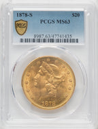 1878-S $20 Liberty Double Eagle PCGS MS63