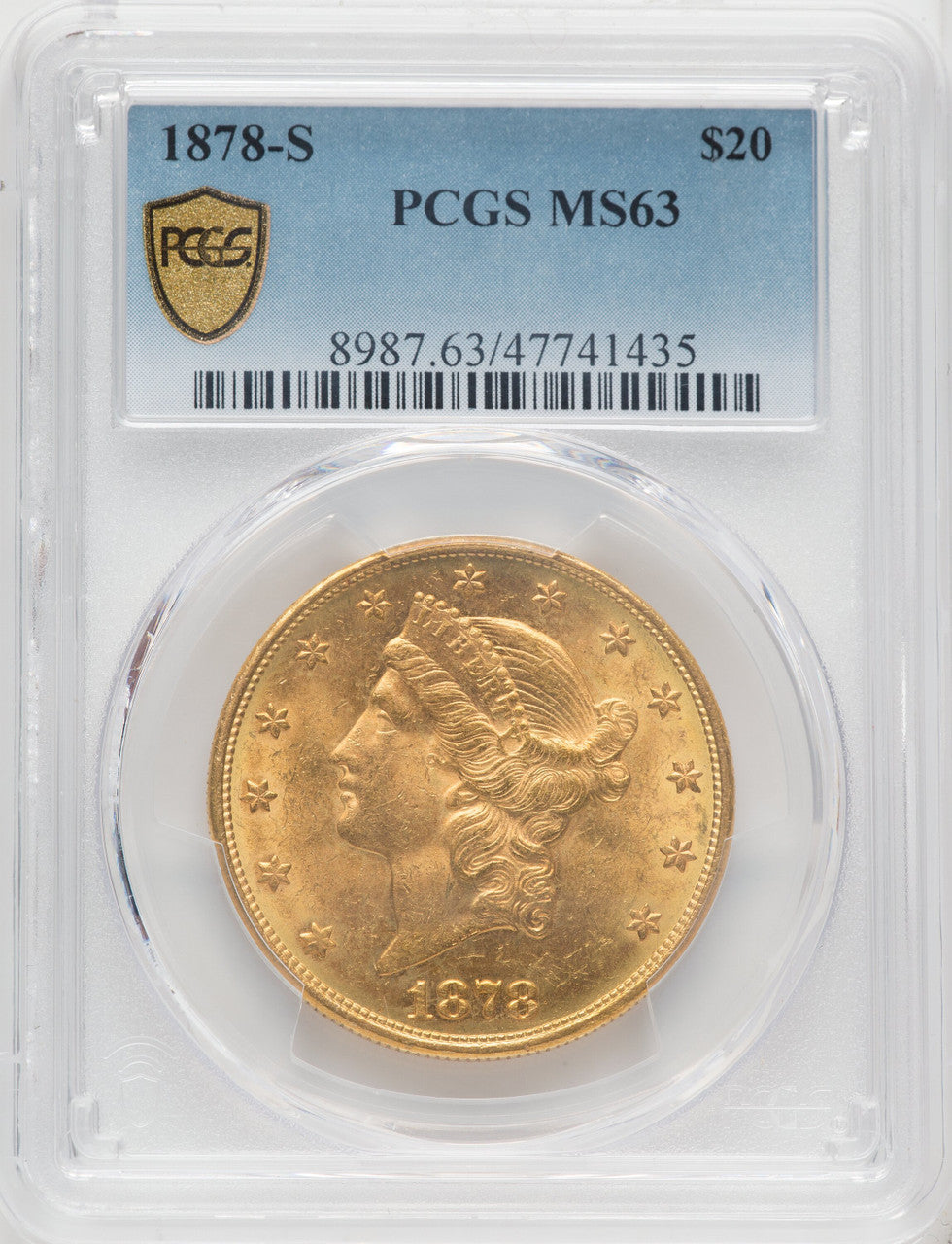 1878-S $20 Liberty Double Eagle PCGS MS63